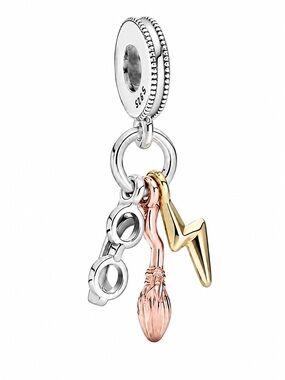 Sterling Silver Harry Potter Inspired Glasses Broom Lightning Bolt Dangle Charm-